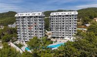AL-1941, 45 m²'lik, geniş balkonlu 1+1 daireden havuz, orman ve deniz manzarası – Avsallar'da sauna ve spor salonu