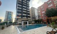 AL-2276, Plaja 100 m uzaklıkta: Yerden ısıtma, hamam, sauna ve kapalı yüzme havuzuna sahip, 115 m²'lik mobilyalı 2+1 daire, Mahmutlar